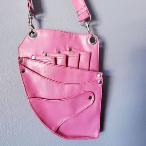 Makeup artist / Hair dresser crossbody brush bag pink leather